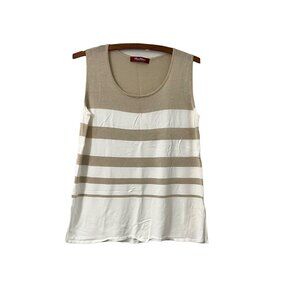 MaxMara Cream Gold Striped Sleeveless Tank Blouse Size Large